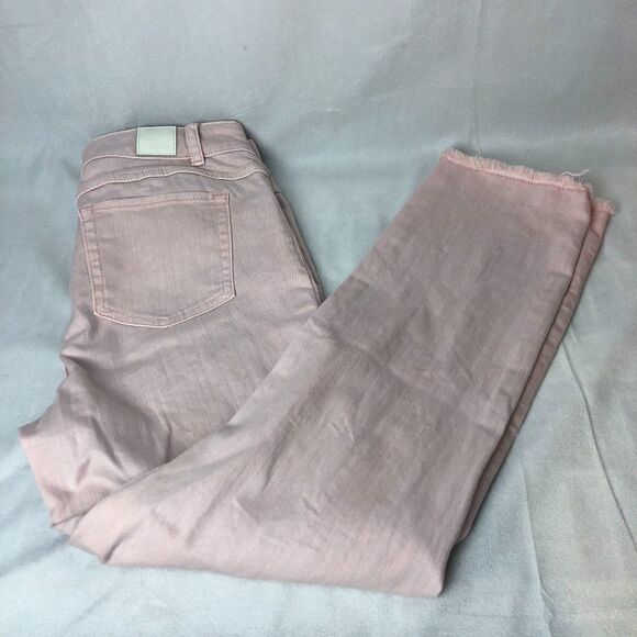 Ecru style Pale Pink cut off raw hem hi-rise jeans size 2 - Picture 1 of 7